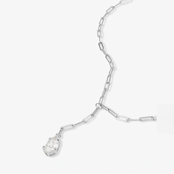 Baby Samantha Teardrop Lariat Necklace
Silver|White Diamondettes - Picture 3 of 4